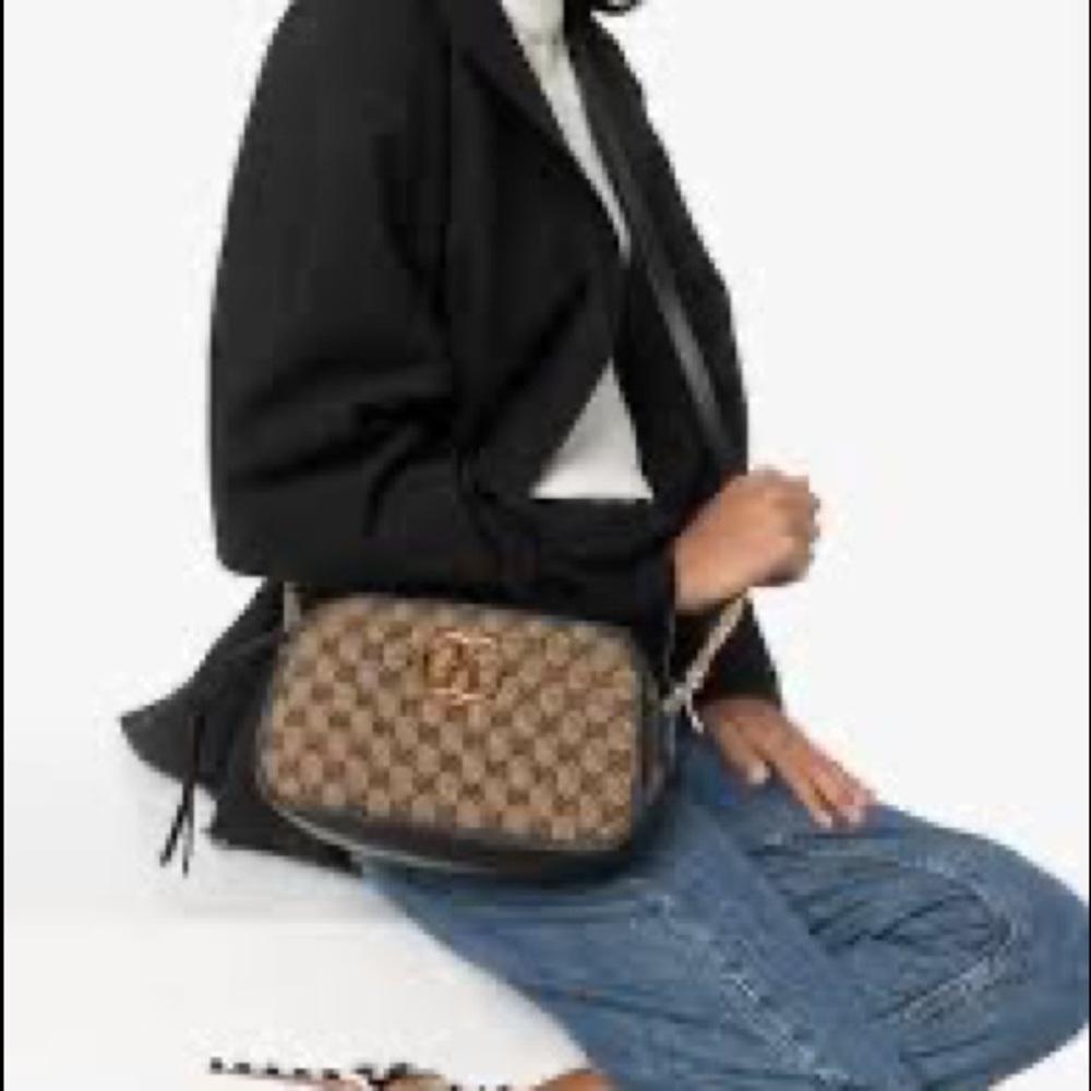 Gucci Marmont Monogram Canvas Camera Bag Black/Tan.